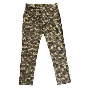 Mens 36 Olive Floral Camo Corduroy Gurkha Pants Cotton Slim Fit Dress Trousers